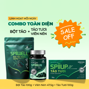 Combo Toàn Diện gồm viên tảo SPiiRUN Silver, bột tảo SPiiWELL và tảo tươi SPiiUP